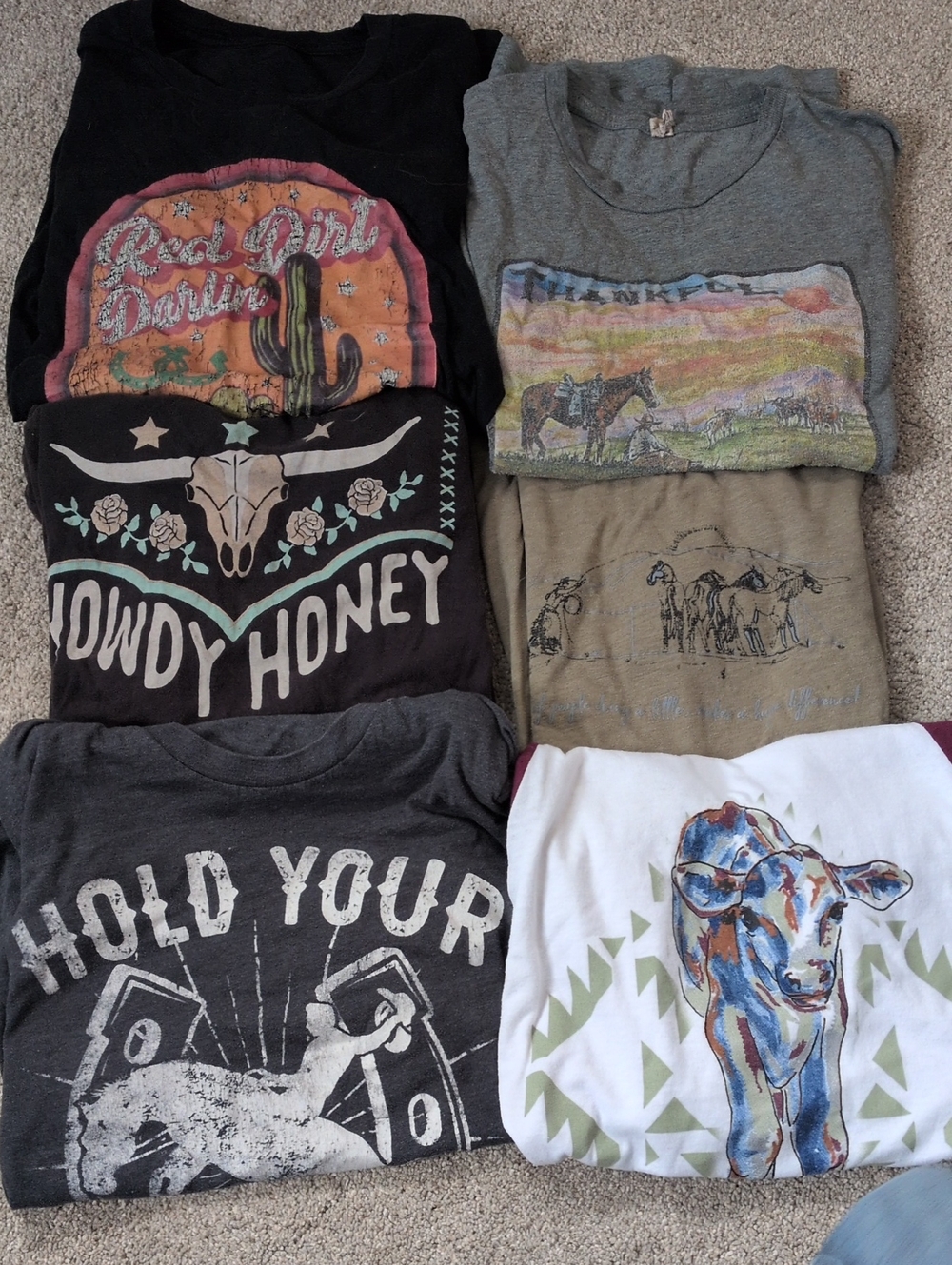 Women's Graphic Tee Lot - Western Cowboy Designs Small